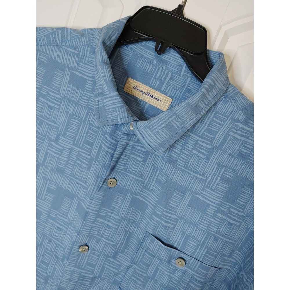 Men's Tommy Bahama XXL Island Zone Blue Silk Short Sleeve Button Up Resortwear